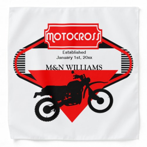 Motocross Dirt Bike Black Red Customize Logo Bandana