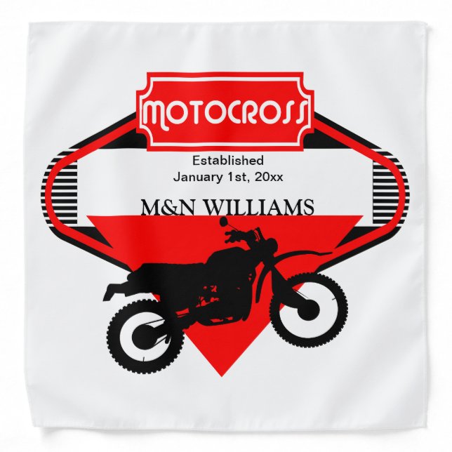 Motocross Dirt Bike Black Red Customize Logo Bandana (Front)