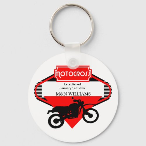Motocross Dirt Bike Black Red Customize Logo Keychain