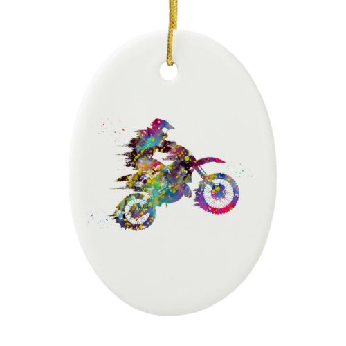 Motocross Dirt Bike Ceramic Ornament