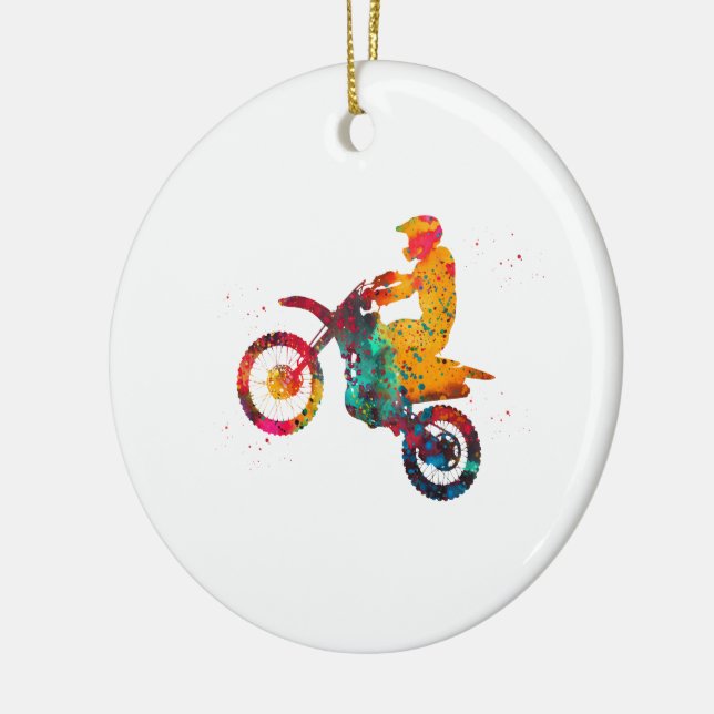 Motocross Dirt Bike Ceramic Ornament (Left)