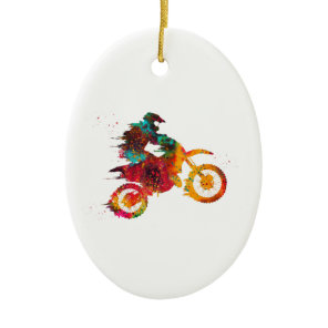 Motocross Dirt Bike Ceramic Ornament
