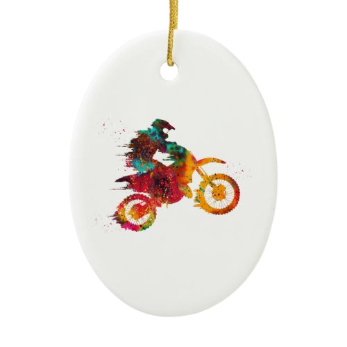 Motocross Dirt Bike Ceramic Ornament