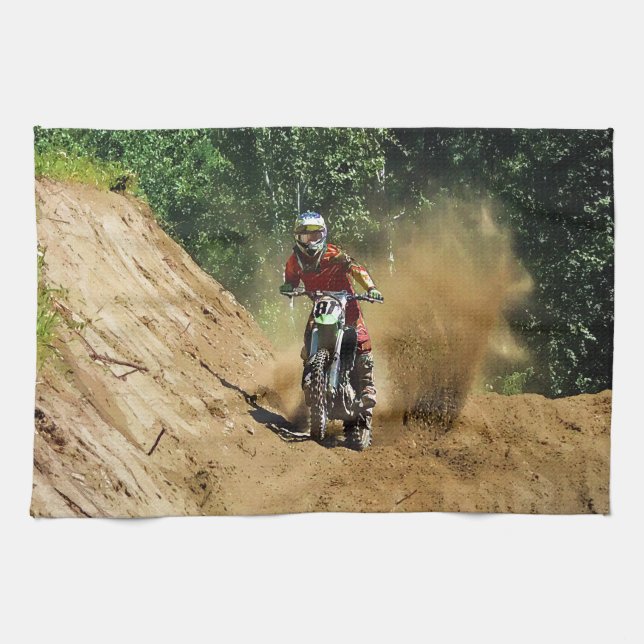 Motocross Dirt-Bike Champion Race Kitchen Towel (Horizontal)