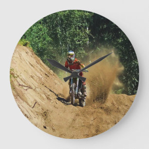 Motocross Dirt-Bike Champion Race Large Clock