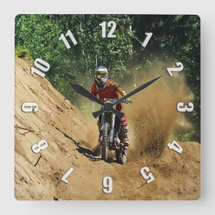 Motocross Dirt-Bike Champion Race Square Wall Clock