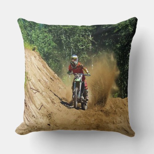 Motocross Dirt_Bike Champion Race Throw Pillow