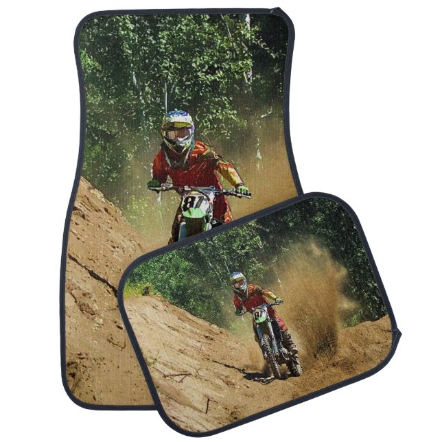 Motocross Dirt-Bike Champion Racer Car Floor Mat (Set)