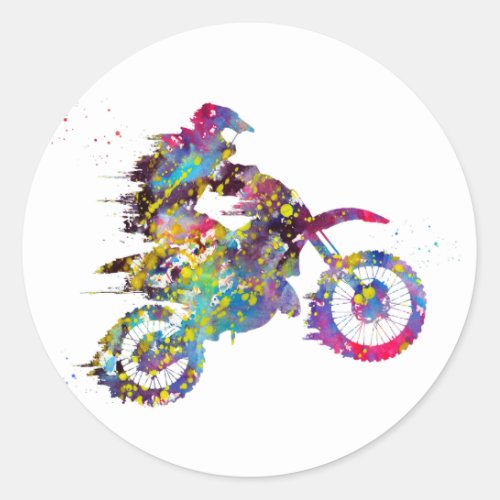 Motocross Dirt Bike Classic Round Sticker