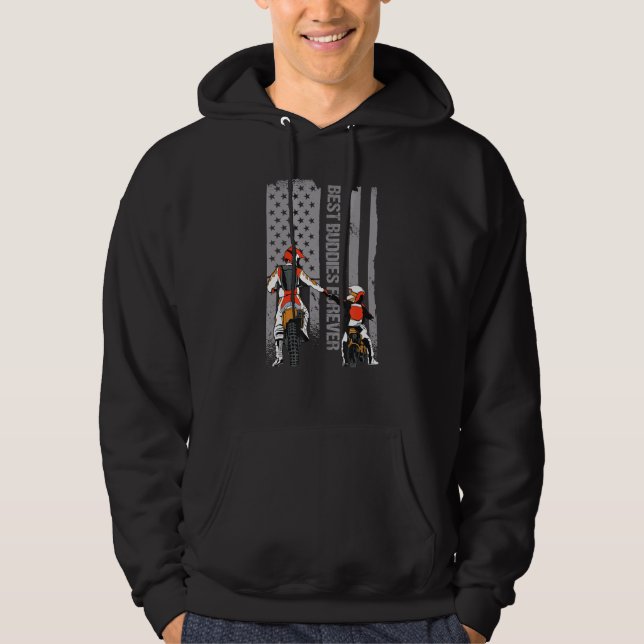 Motocross Dirt Bike Fathers Day Best Dad American  Hoodie (Front)