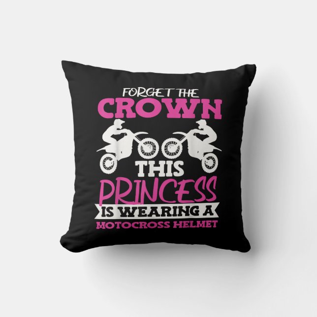 Motocross Dirt Bike Girl Throw Pillow (Front)