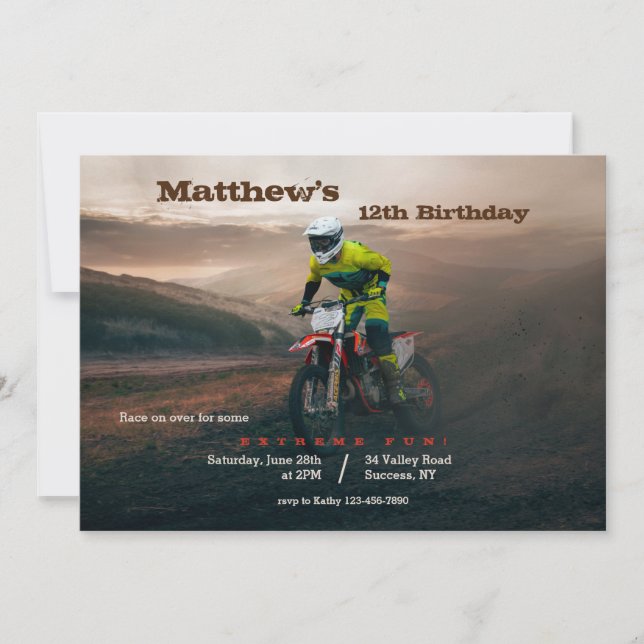 Motocross Dirt Bike  Invitation (Front)