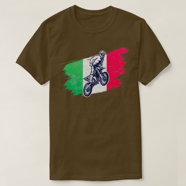 Motocross Dirt Bike Italian Flag Vintage  T-Shirt (Design Front)