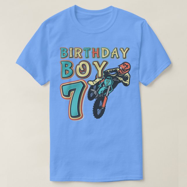 Motocross Dirt Bike Kids 7 Years Old Birthday Part T-Shirt (Design Front)