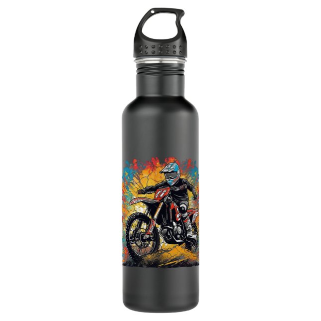 Motocross Dirt Bike Motocross Dirtbike Enduro Jump Stainless Steel Water Bottle (Front)