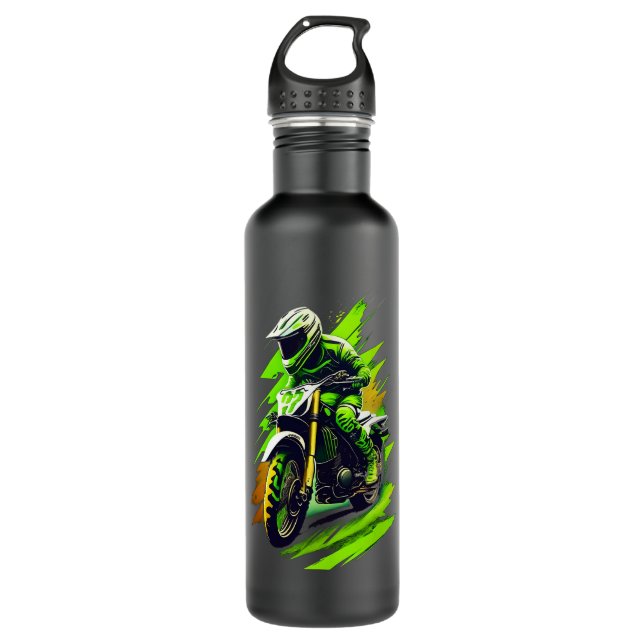 Motocross Dirt Bike Motocross Dirtbike Enduro Stainless Steel Water Bottle (Front)