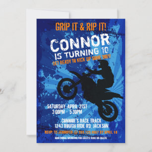 Motocross Dirt Bike Race Boys Birthday Party Invit Invitation