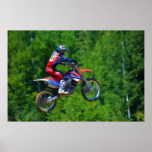 Motocross Dirt_Bike Racer Getting Air Poster