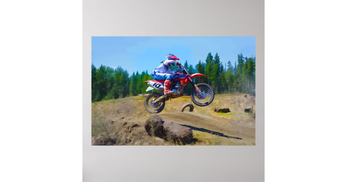 motocross rider on back wheel Poster