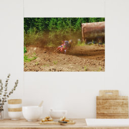 Motocross Dirt-Bike Racer Spraying Dirt Poster | Zazzle
