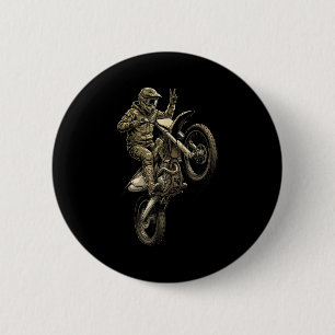 Motocross dirt bike racing camo offroad rider boys button