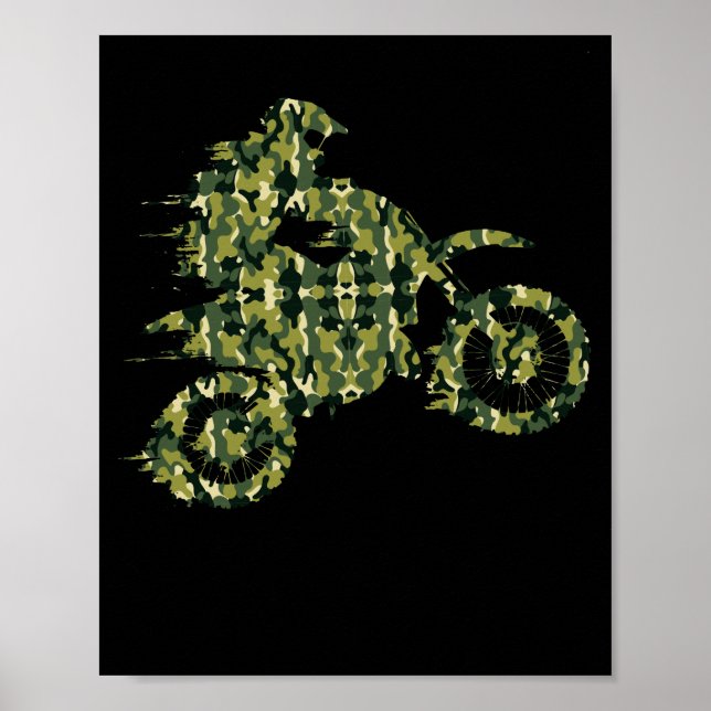 Motocross Dirt Bike Racing Shirt Camo Camouflage Poster (Front)