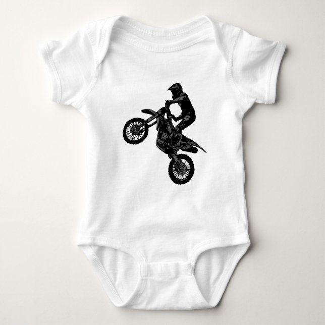 Motocross Dirt-Bike Rider Baby Bodysuit (Front)