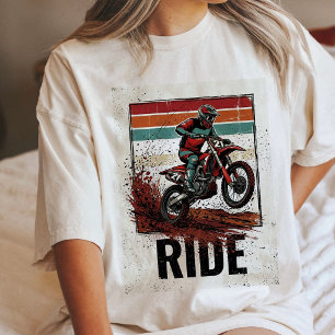 Motocross Dirt Bike Rider Jump Grunge Retro Art Tri-Blend Shirt