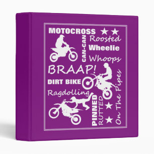 Motocross Dirt Bike Sports Terminology Typography Binder
