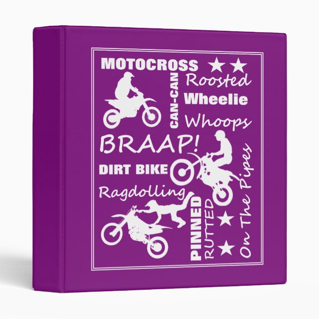 Motocross Dirt Bike Sports Terminology Typography Binder (Front/Spine)