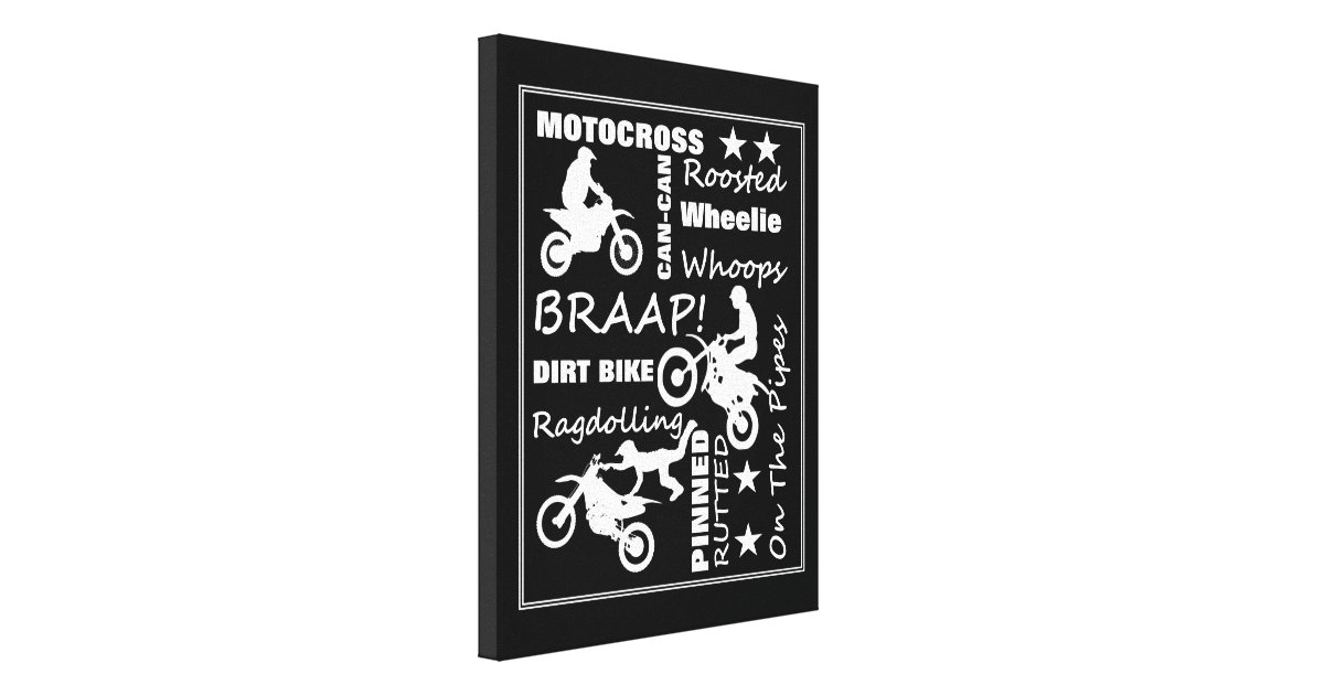 Motocross Dirt Bike Sports Terminology Typography Canvas Print | Zazzle