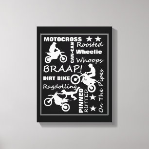 Motocross Dirt Bike Sports Terminology Typography Canvas Print