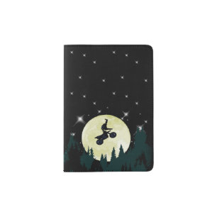 Motocross Dirt Bike Trick Stunt Night Moonlight Passport Holder