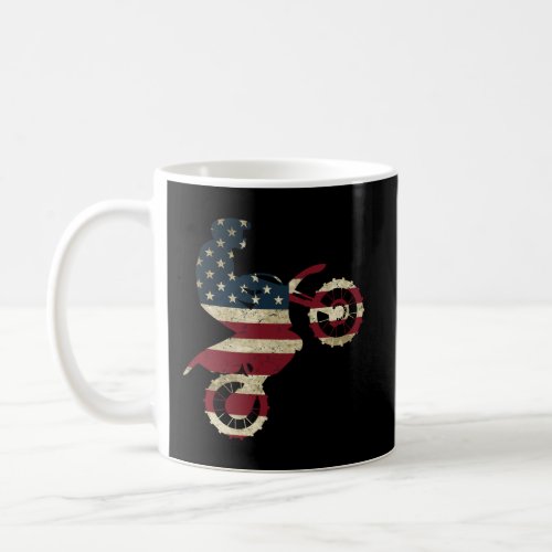 Motocross Dirt Bike Tshirt American Flag Gift Brap Coffee Mug