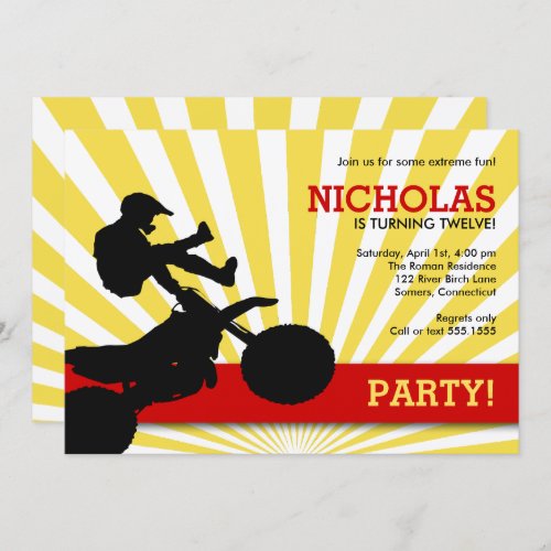 Motocross Dirtbike Invitation Yellow and Red Invitation