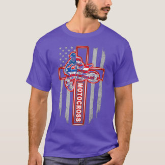 Motocross Drag Racing American Flag Cross T-Shirt