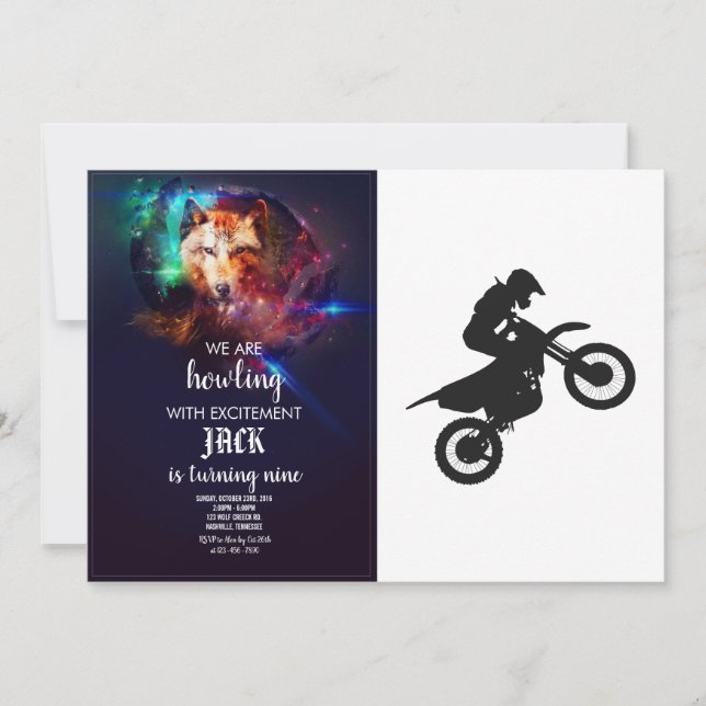 Motocross driver - Choose background color Invitation (Front)