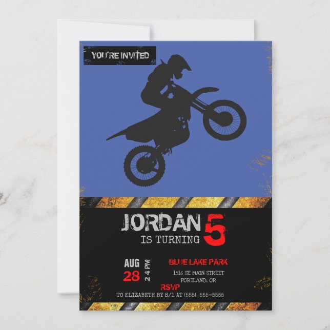 Motocross driver - Choose background color Invitation (Front)