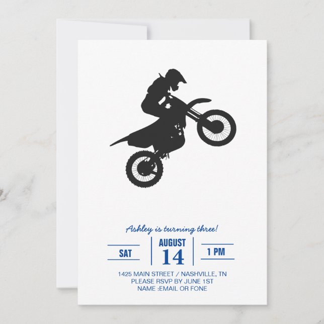 Motocross driver - Choose background color Invitation (Front)