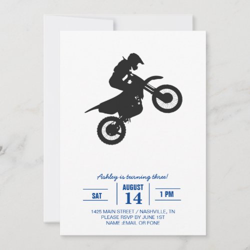 Motocross driver _ Choose background color Invitation