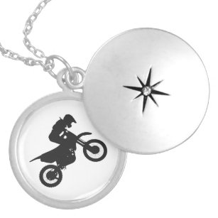 Motocross driver - Choose background color Locket Necklace