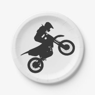 Motocross driver - Choose background color Paper Plates