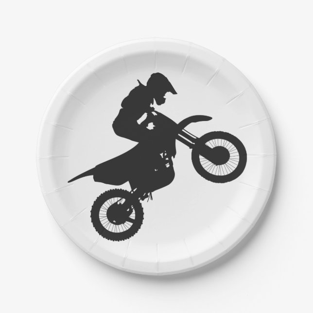 Motocross driver - Choose background color Paper Plates (Front)