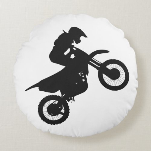 Motocross driver _ Choose background color Round Pillow