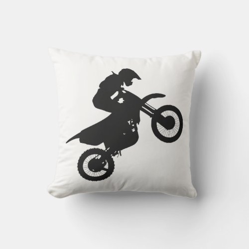 Motocross driver _ Choose background color Throw Pillow