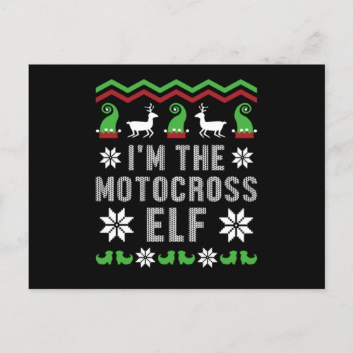 Motocross Elf Motorcycle Ugly Christmas Biker Gift Postcard