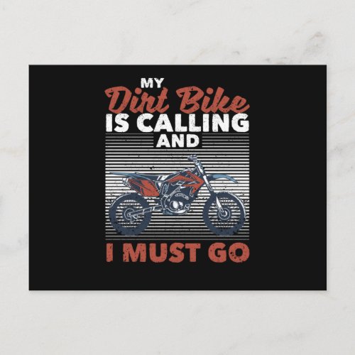 Motocross Enduro Biker My Dirt Bike Is Calling And Postcard