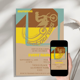 Motocross event celebration birthday Invitation