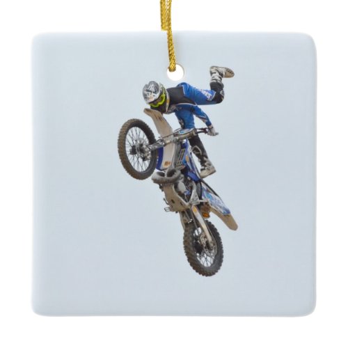 Motocross Extreme Tricks Ceramic Ornament