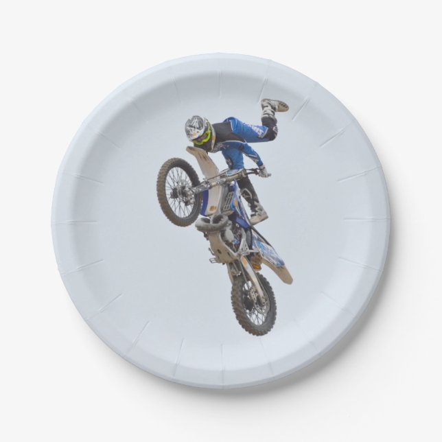 Motocross Extreme Tricks Paper Plates (Front)